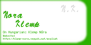 nora klemp business card